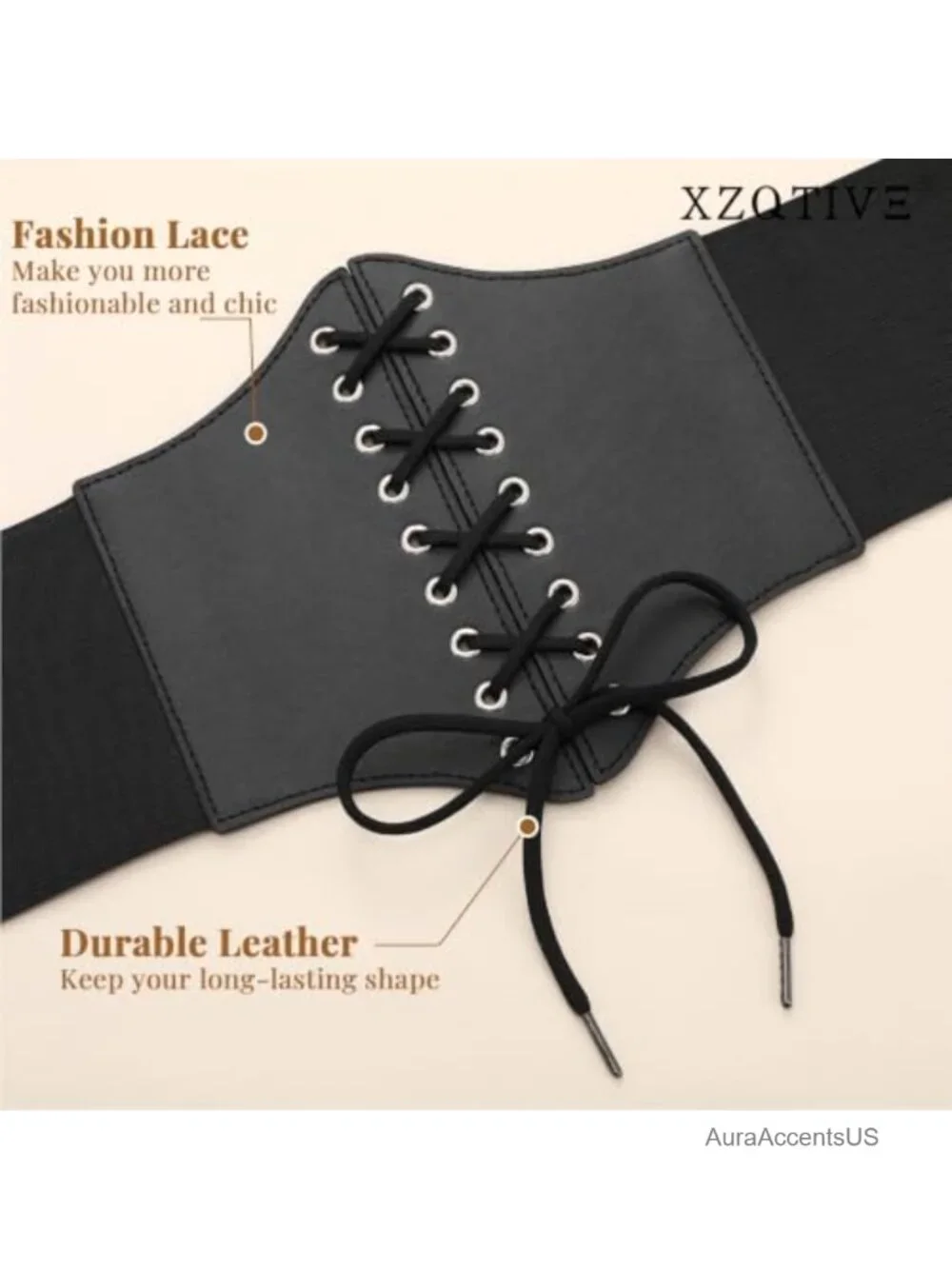 Wide Elastic Corset Waist Belt with Snap Closure, 4.7 Inch